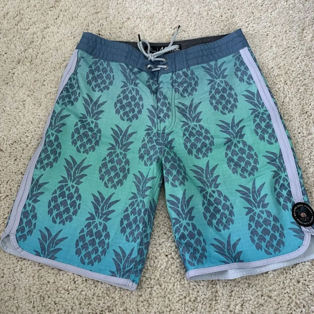 RIP CURL Mirage Boardshorts Men Size 28 Blue Green Pineapple Logo Drawstring